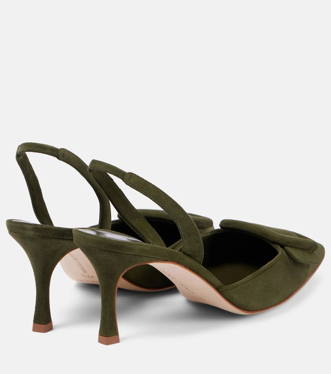 Manolo Blahnik - Maysli süet arkası açık topuklu ayakkabı