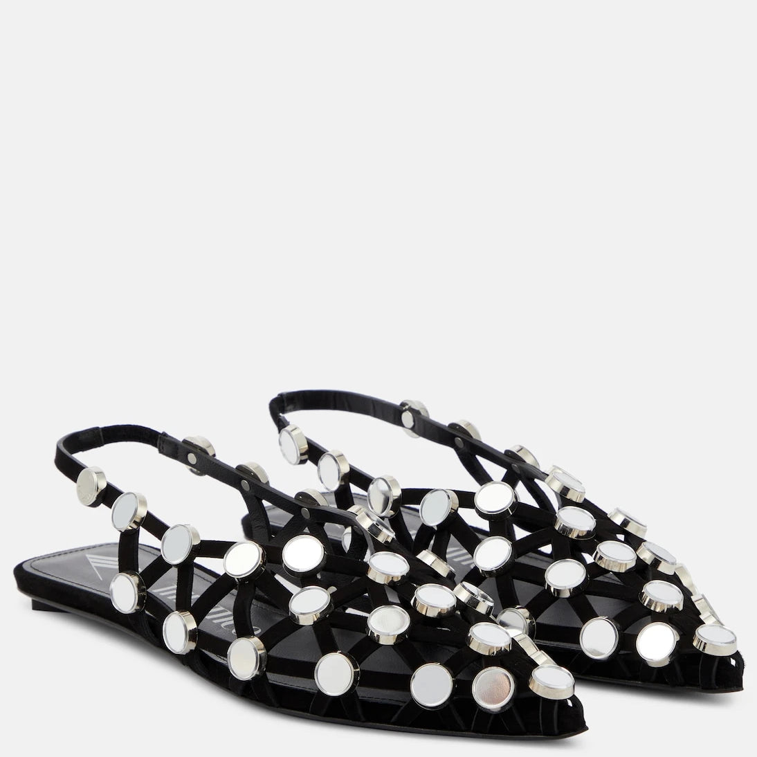 The Attico - Grid embellished suede ballet flats