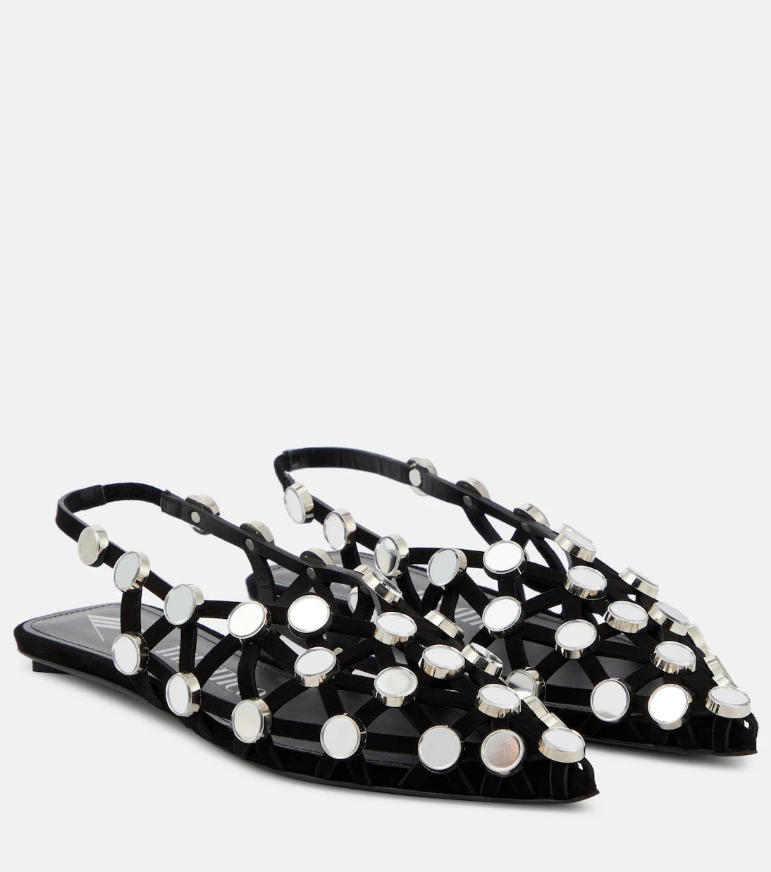 The Attico - Grid embellished suede ballet flats