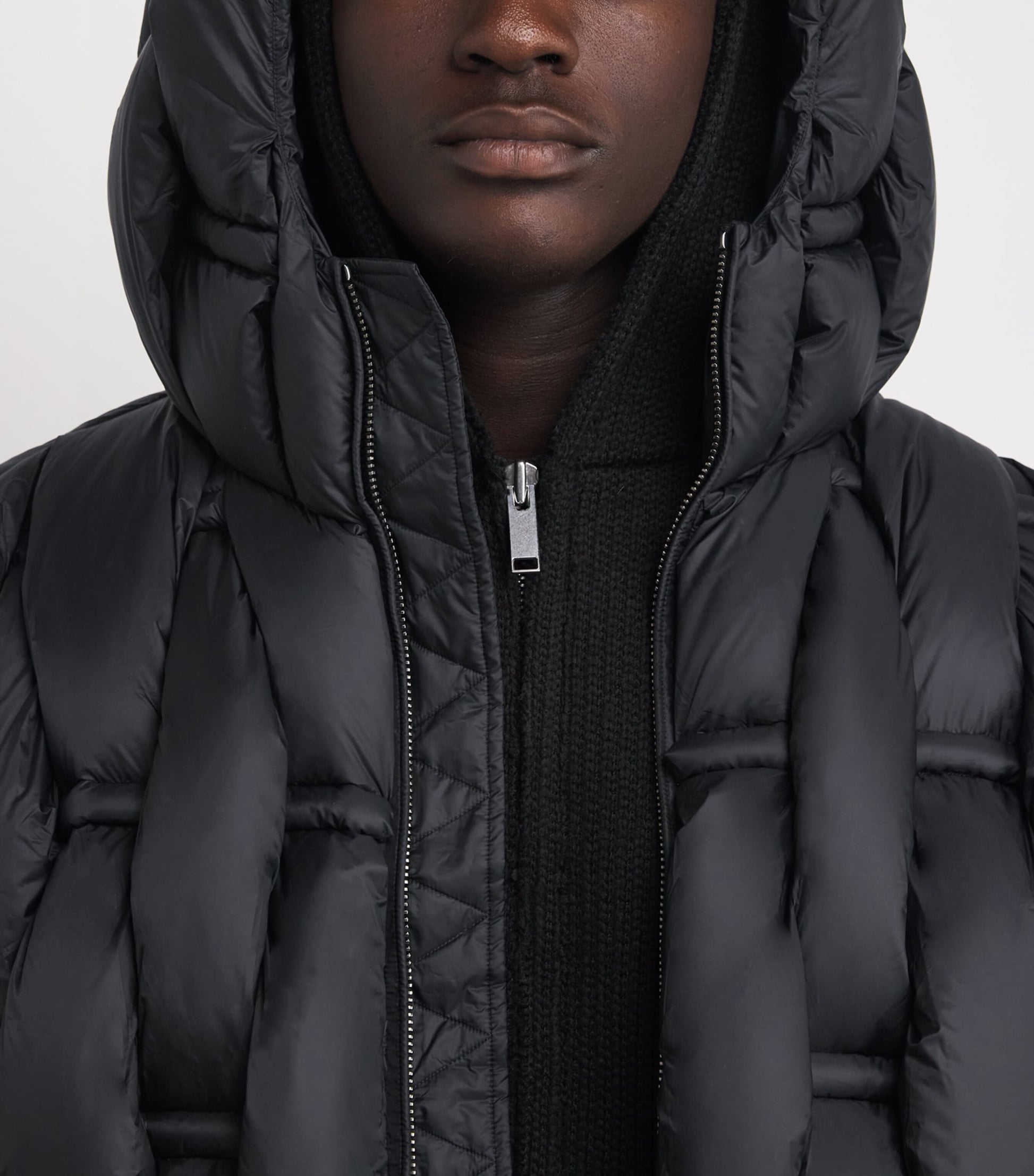 Raxxy Black 3D Down-Filled Woven Puffer Jacket