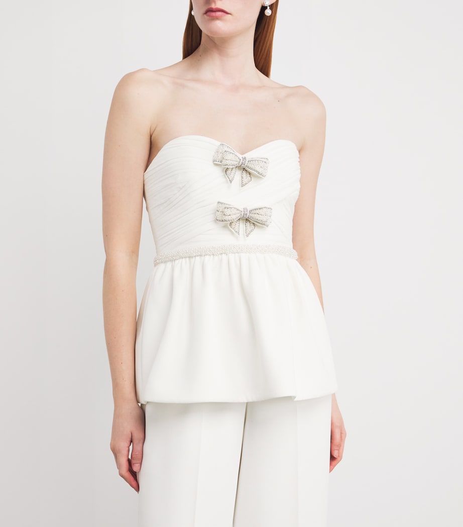 Organza Bow Peplum Jumpsuit WHITE