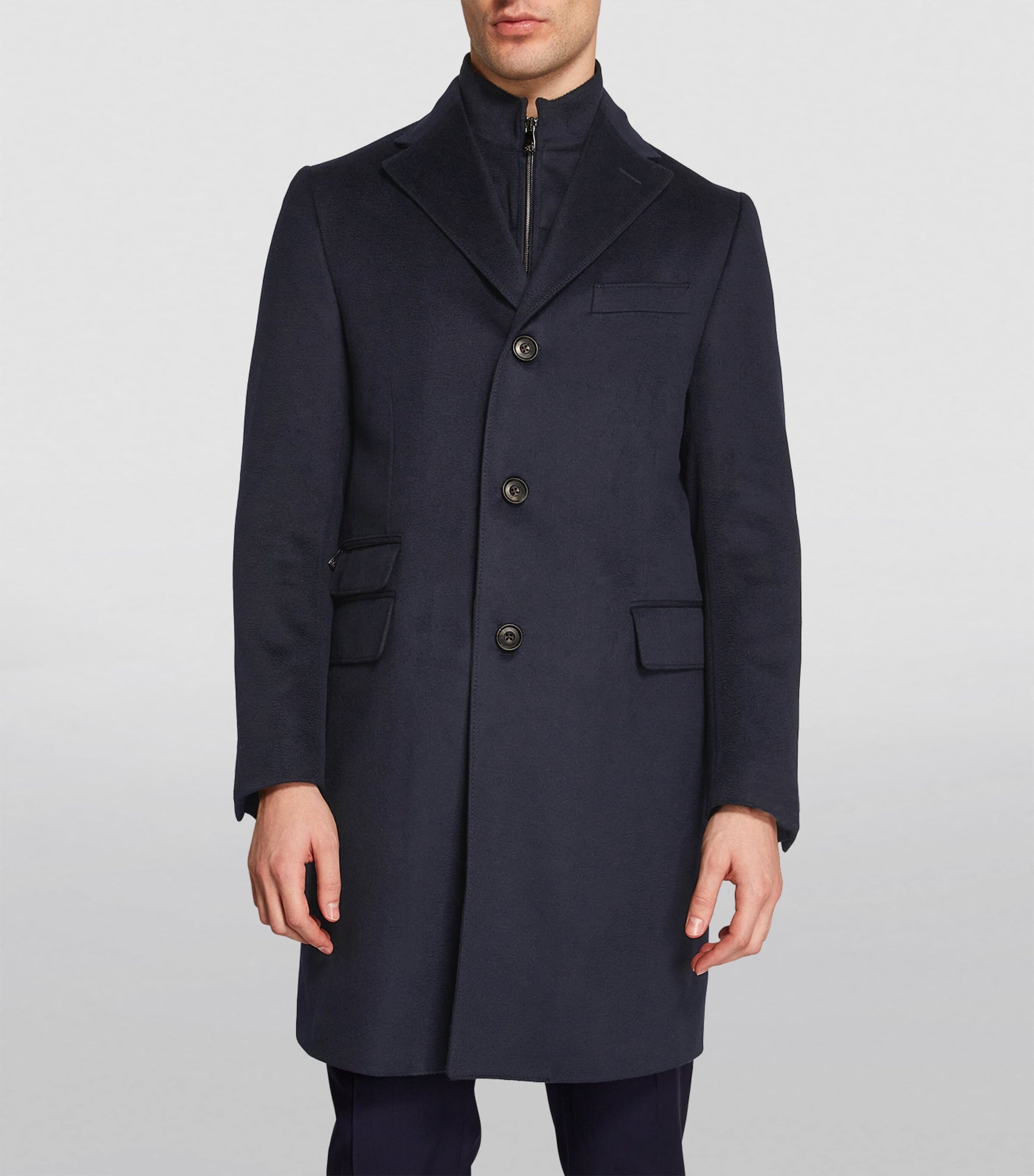 Navy Virgin Wool Overcoat