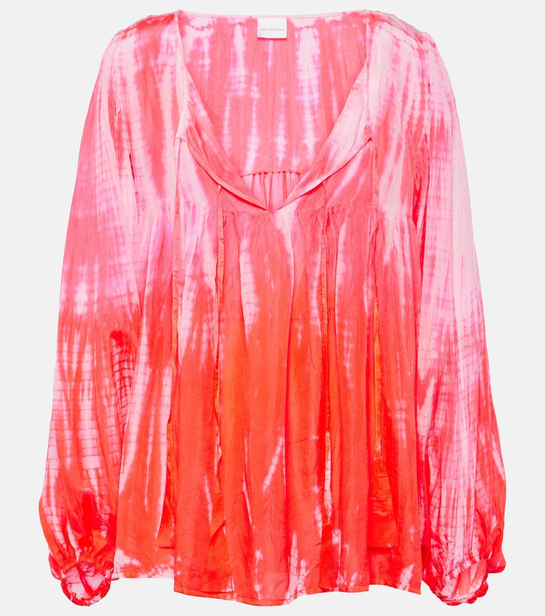 Anna Kosturova - Printed tasseled silk top