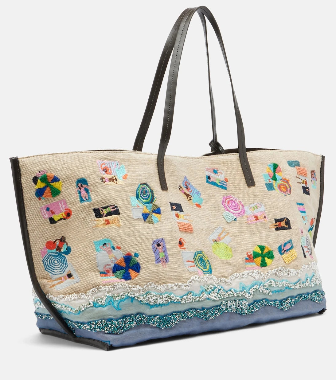 Staud - Christos Large beaded canvas tote bag