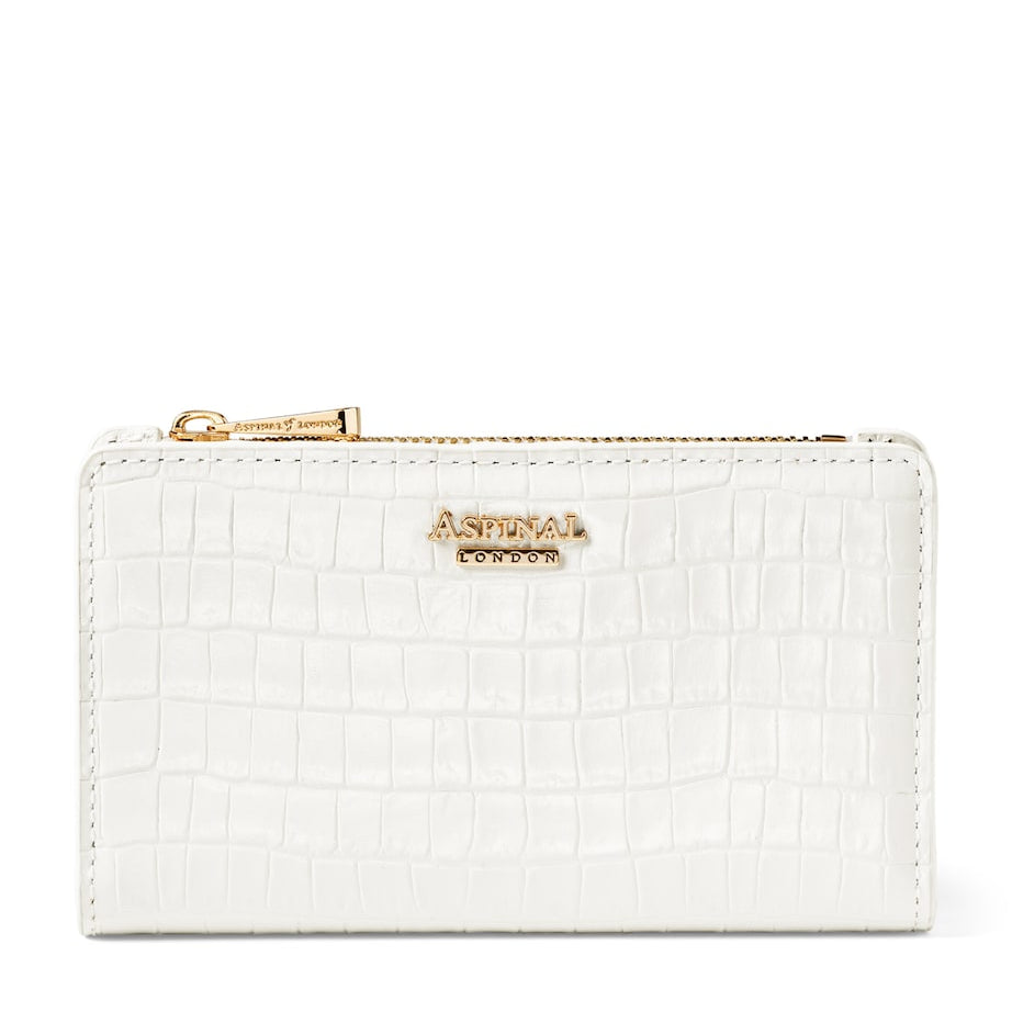 White Croc-Embossed Leather Mayfair Wallet