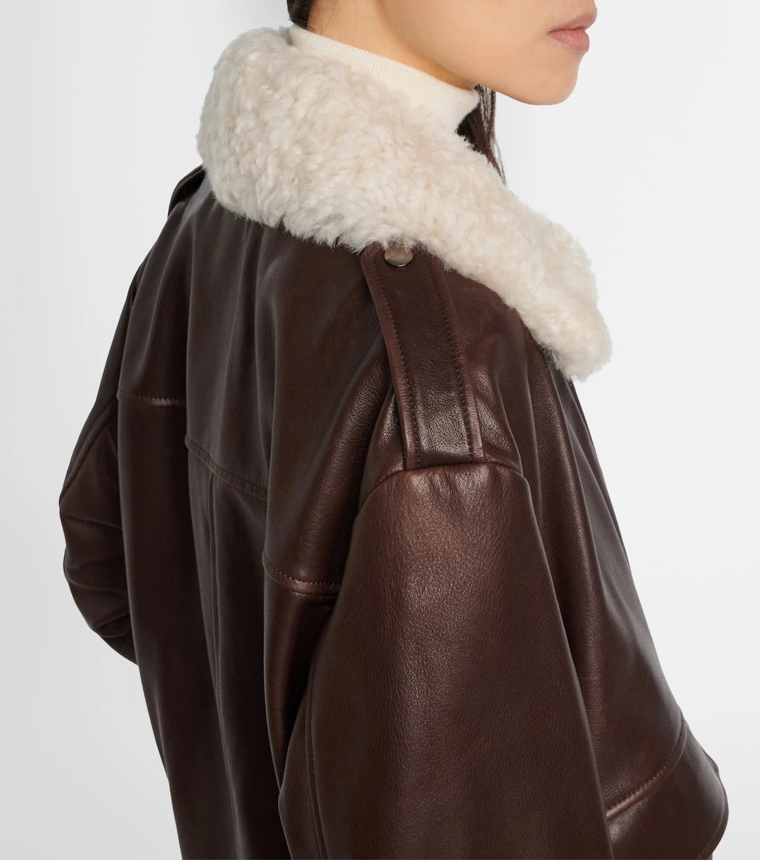 Nour Hammour - Drey shearling-trimmed leather jacket