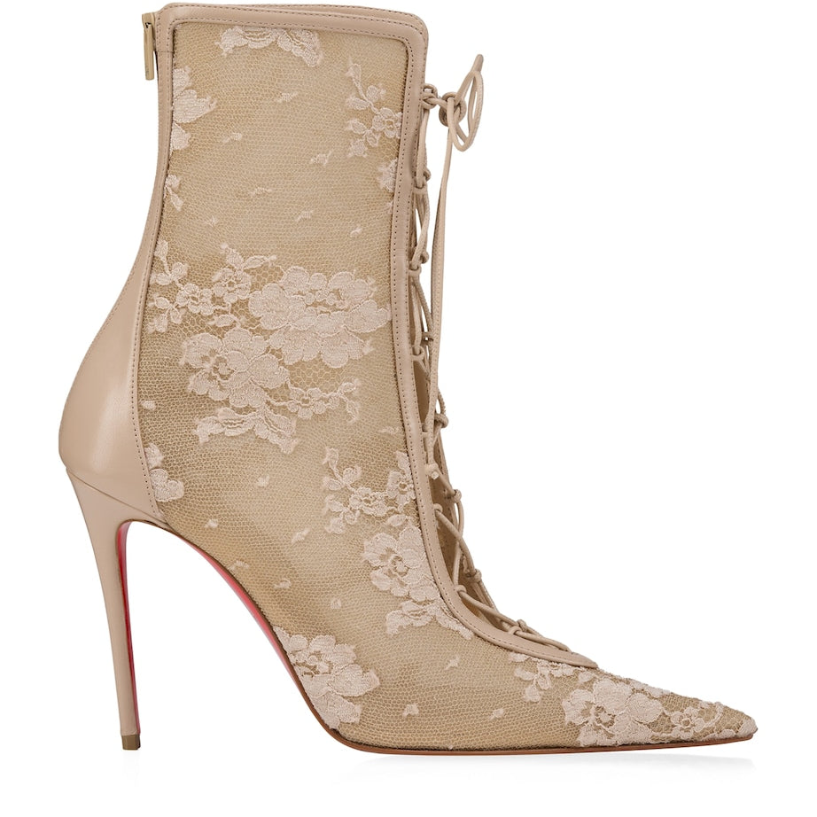 Christian Louboutin Red Km Lace Booties 100