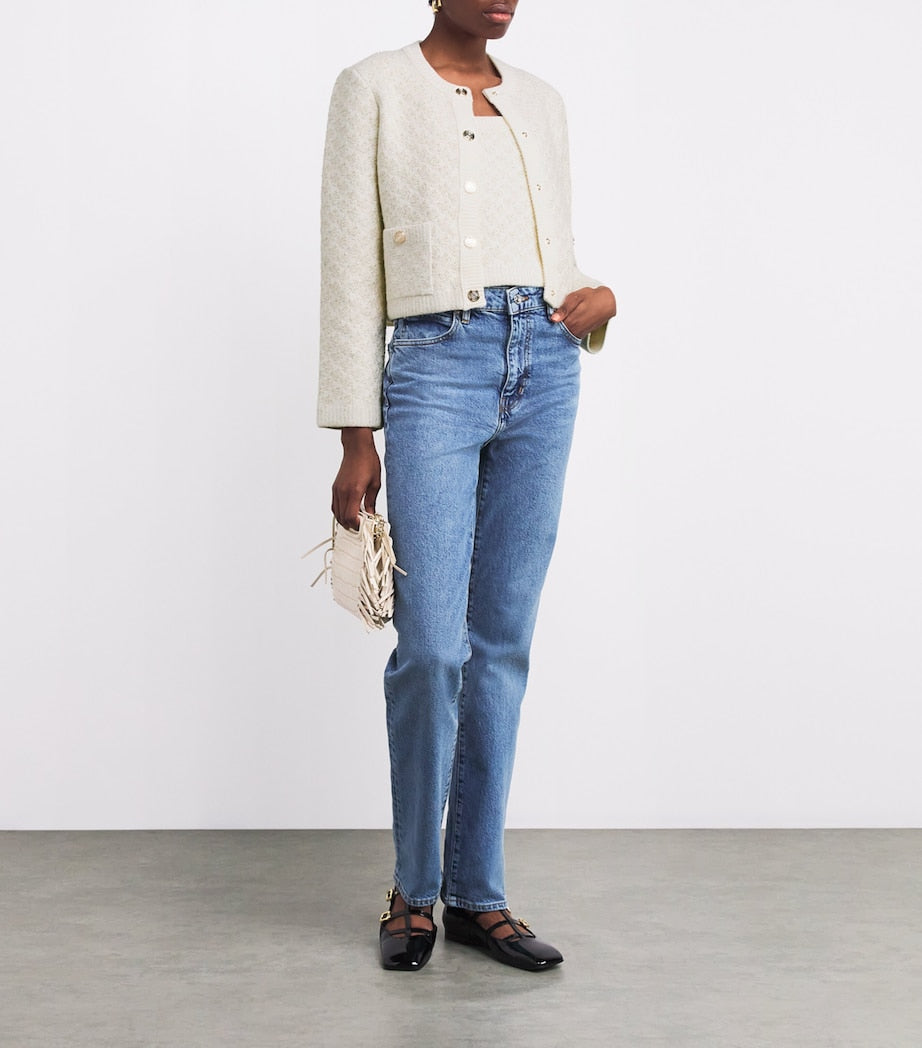 Tweed-Effect Crop Top ECRU