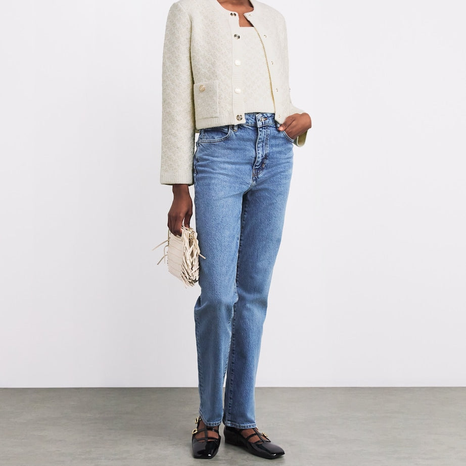 Tweed-Effect Crop Top ECRU