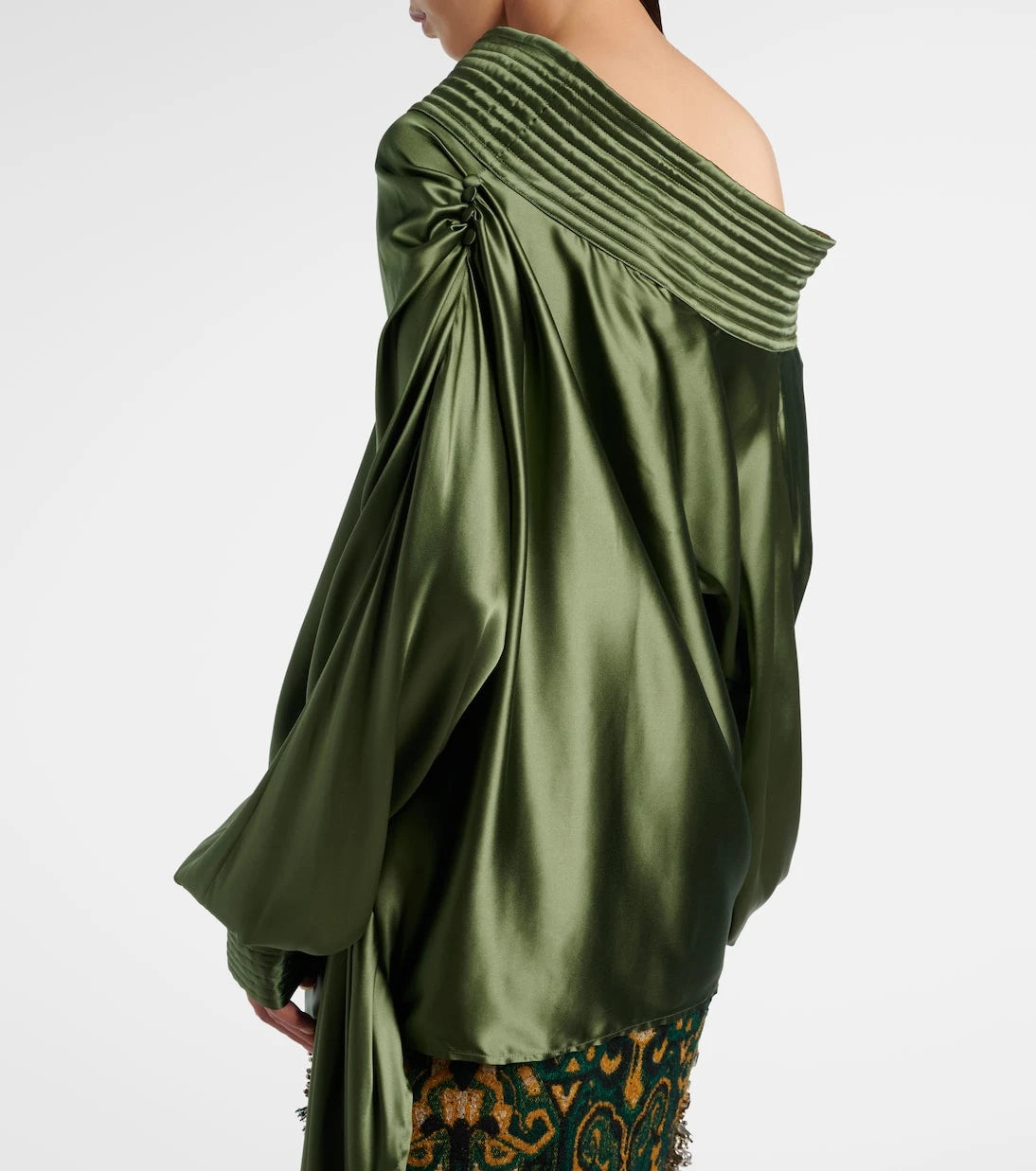Dries Van Noten - توب من الساتان الحريري المخلوط بتصميم غير متماثل ومنسدل