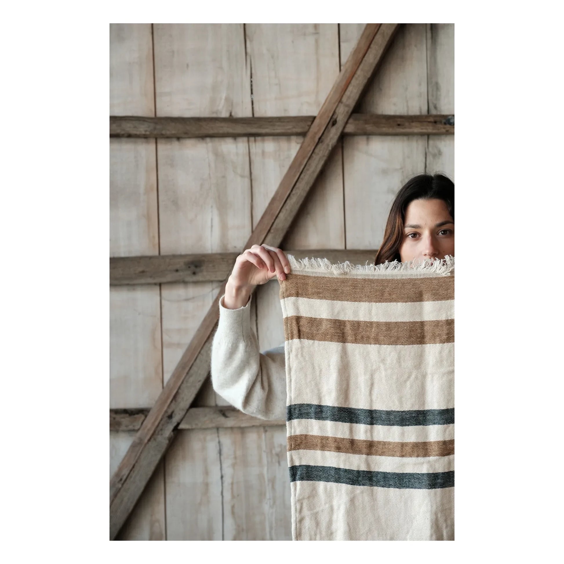 Libeco - Dakota Stripe beach towel | Ecru