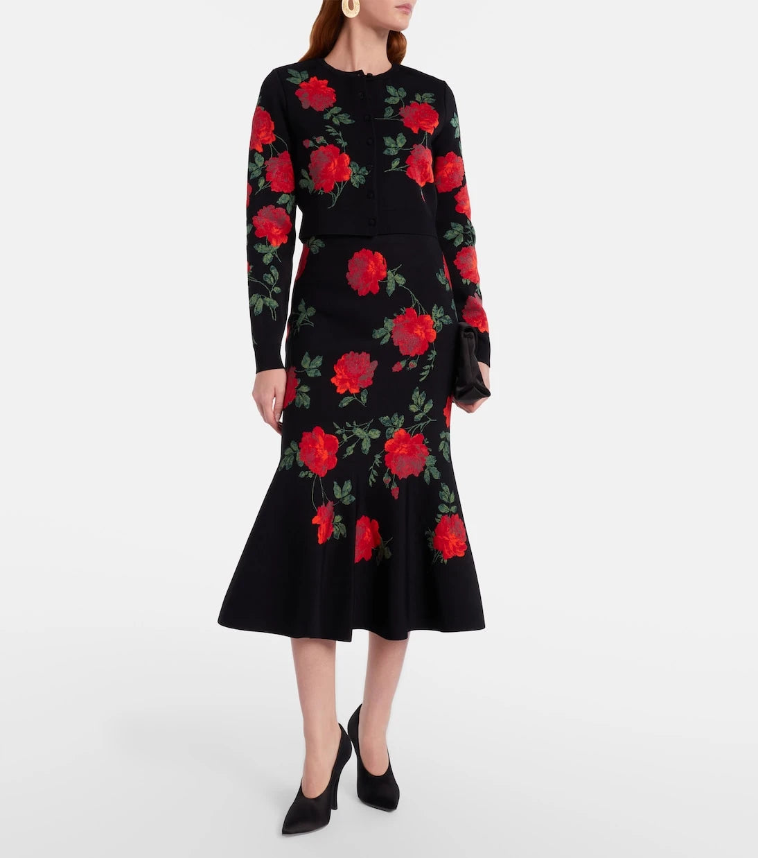 Carolina Herrera - Floral jacquard midi skirt