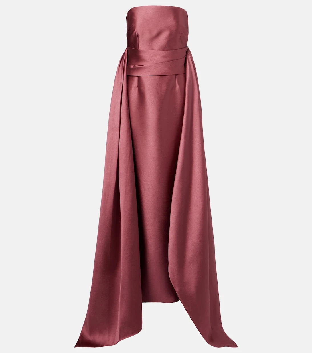 Solace London - Draped strapless satin gown
