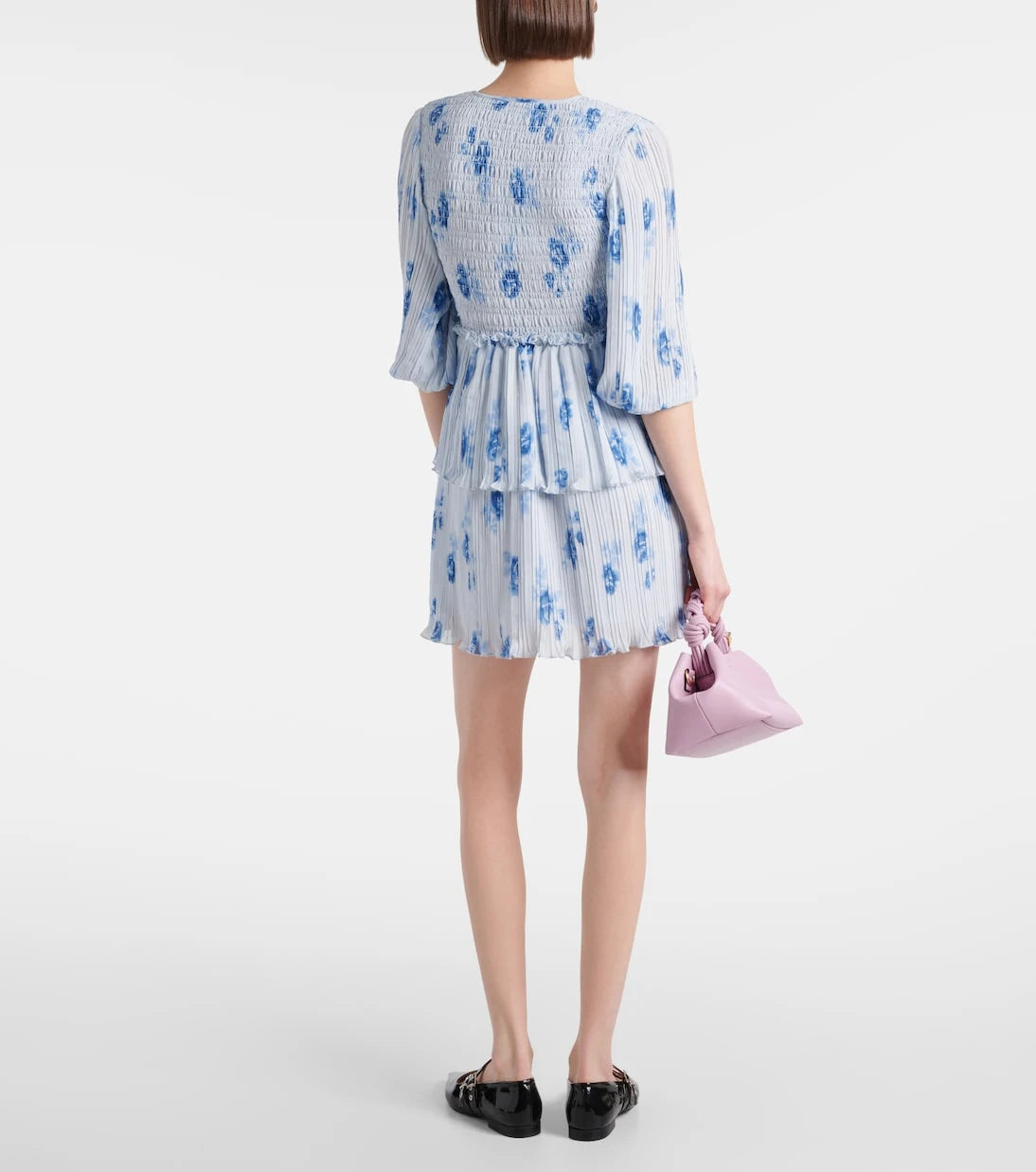 Ganni - Floral pleated georgette minidress