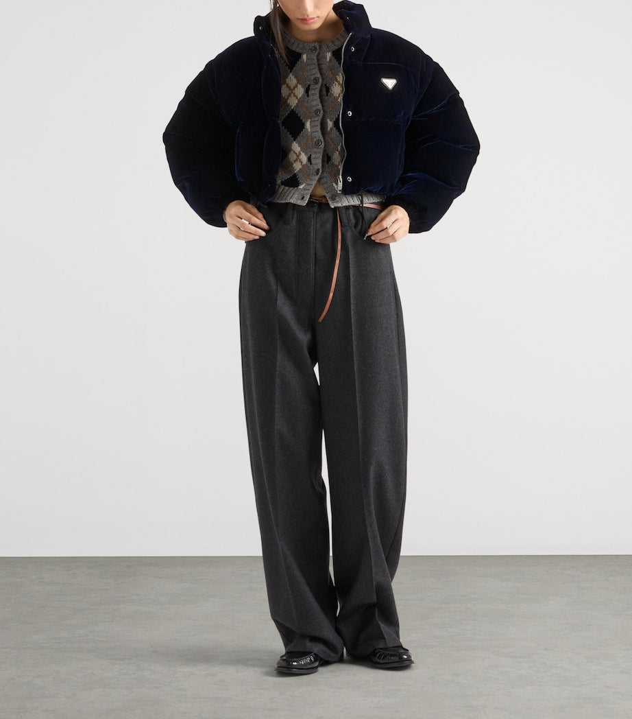 Blue Velvet Down-Filled Puffer Jacket