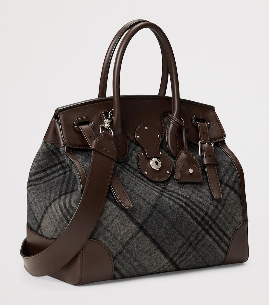 Grey Wool-Leather Soft Ricky 33 Top-Handle Bag