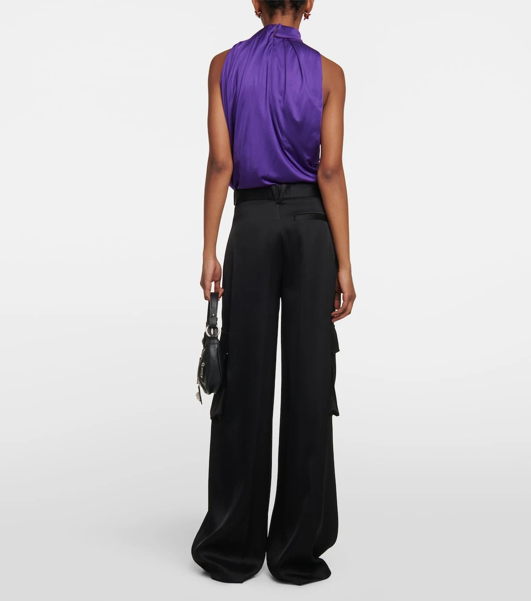 Versace - High-rise wide-leg satin cargo pants