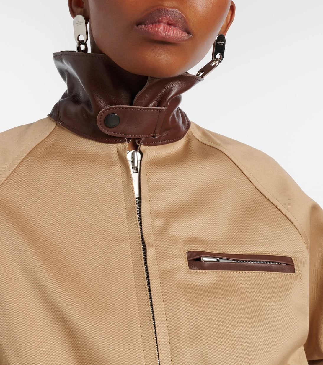 Sacai - Leather-trimmed cotton blouson jacket