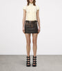 McQueen Brown Leather Belted Mini Skirt
