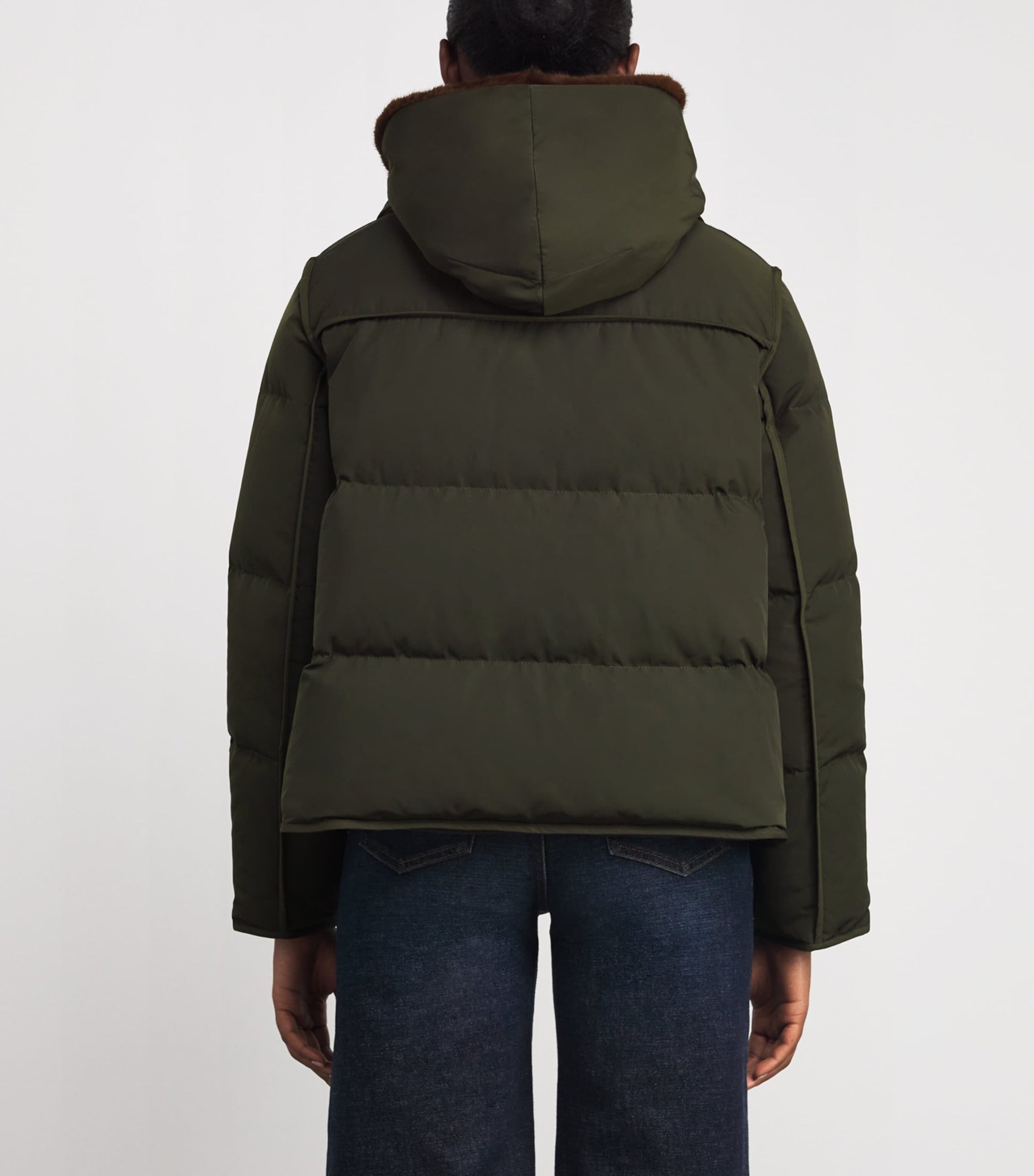 Yves Salomon Green Down-Mink Technical Puffer Jacket (55cm)