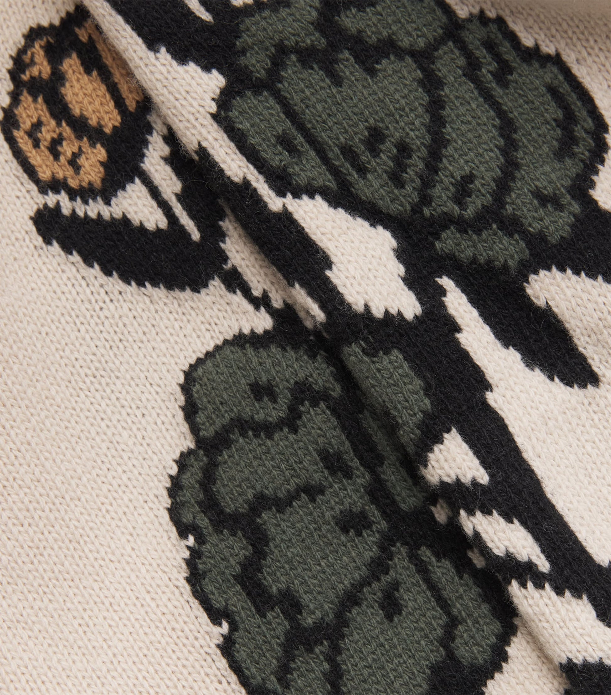 White Virgin Wool Jacquard Sweater