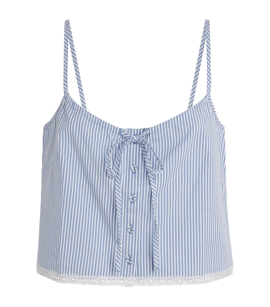 Skims Blue Cotton Poplin Cropped Camisole