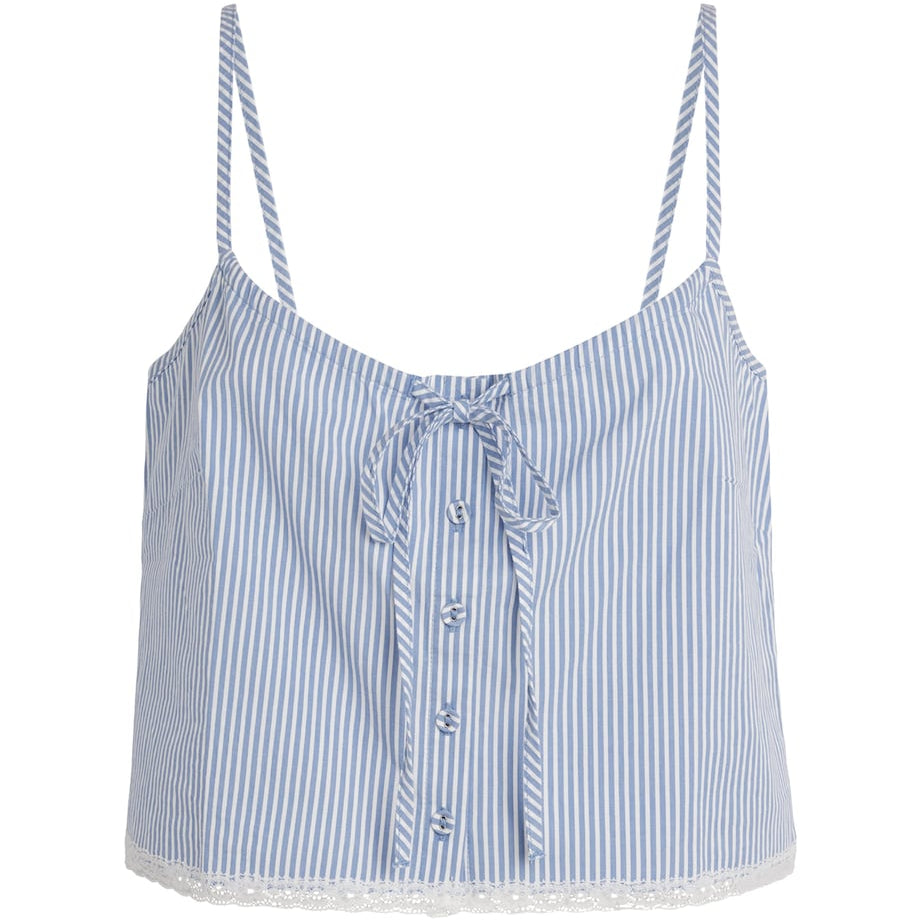 Skims Blue Cotton Poplin Cropped Camisole
