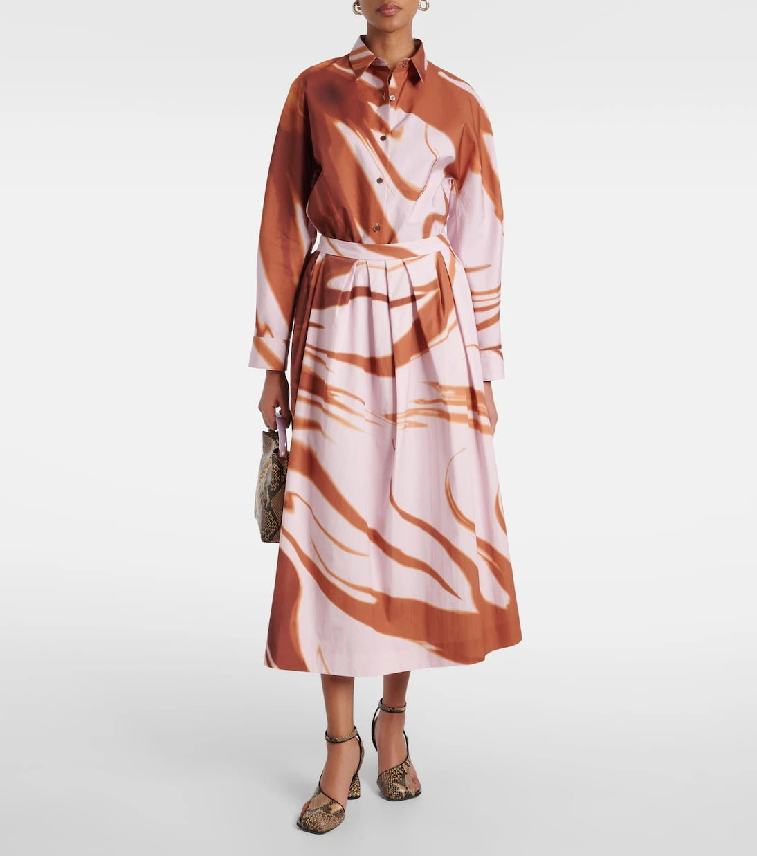 Dries Van Noten - Printed gathered cotton midi skirt
