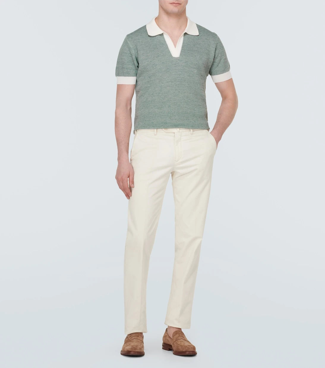 Thom Sweeney - Cotton and linen polo shirt