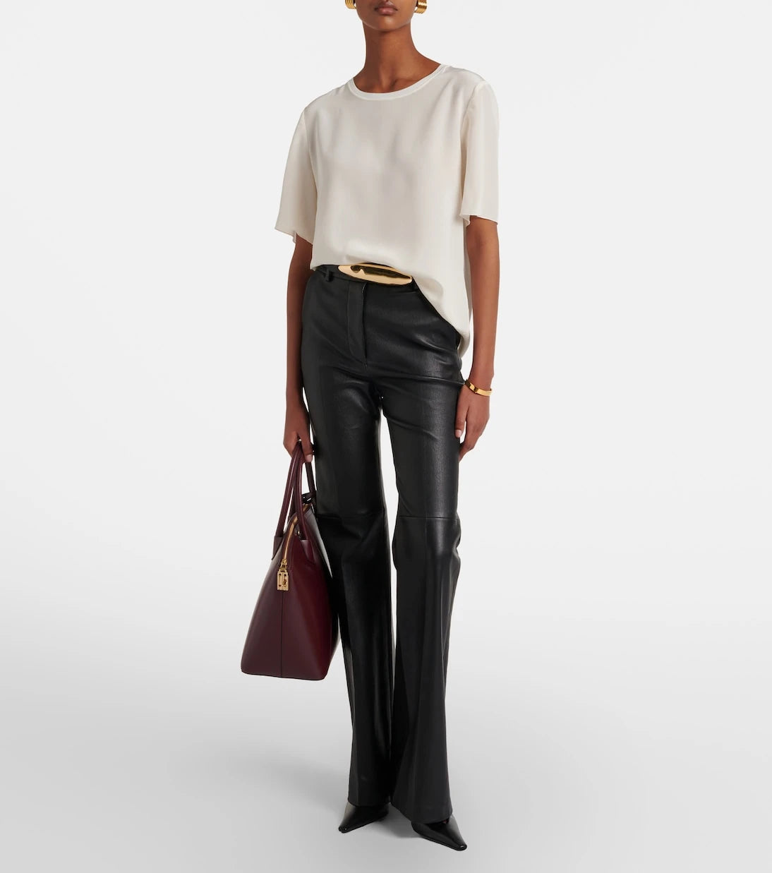 Joseph - Tafira mid-rise leather flared pants