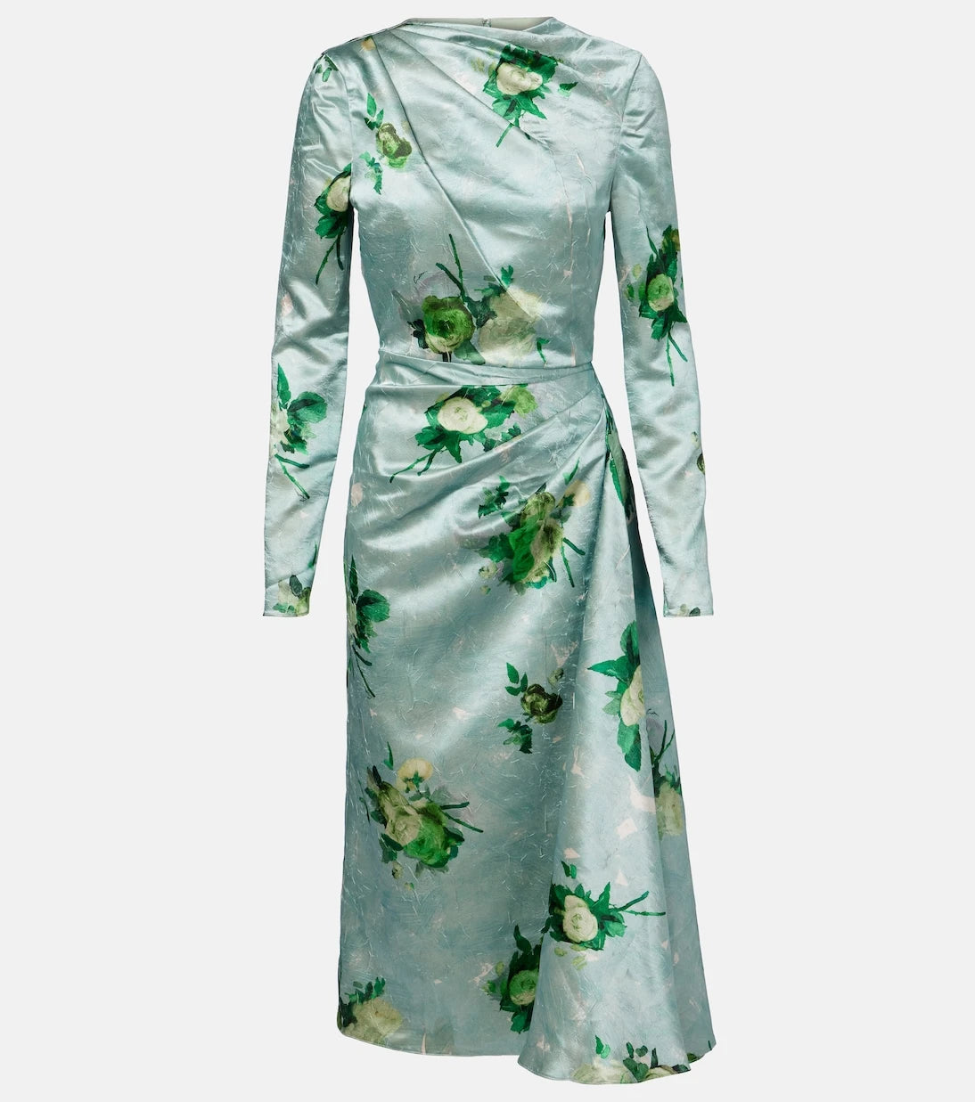 Erdem - Draped floral satin midi dress