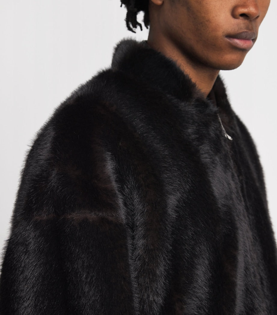 Maison Margiela Brown Reversible Faux Fur Bomber Jacket