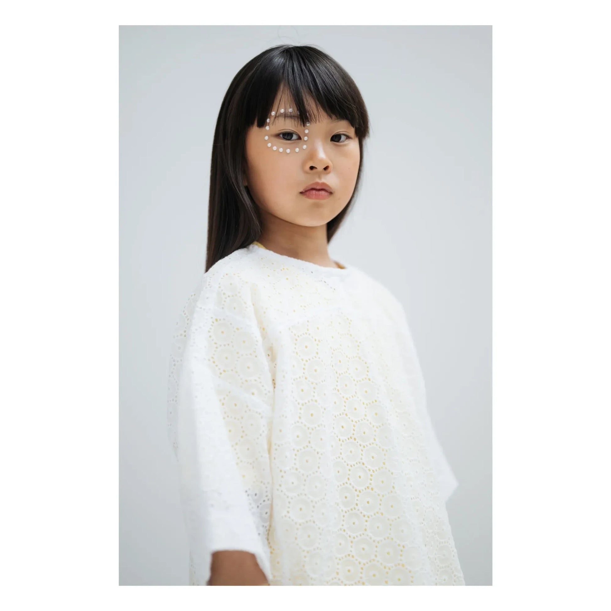 Repose AMS - Back buttoned blouse Embroidery Anglaise Organic cotton | White