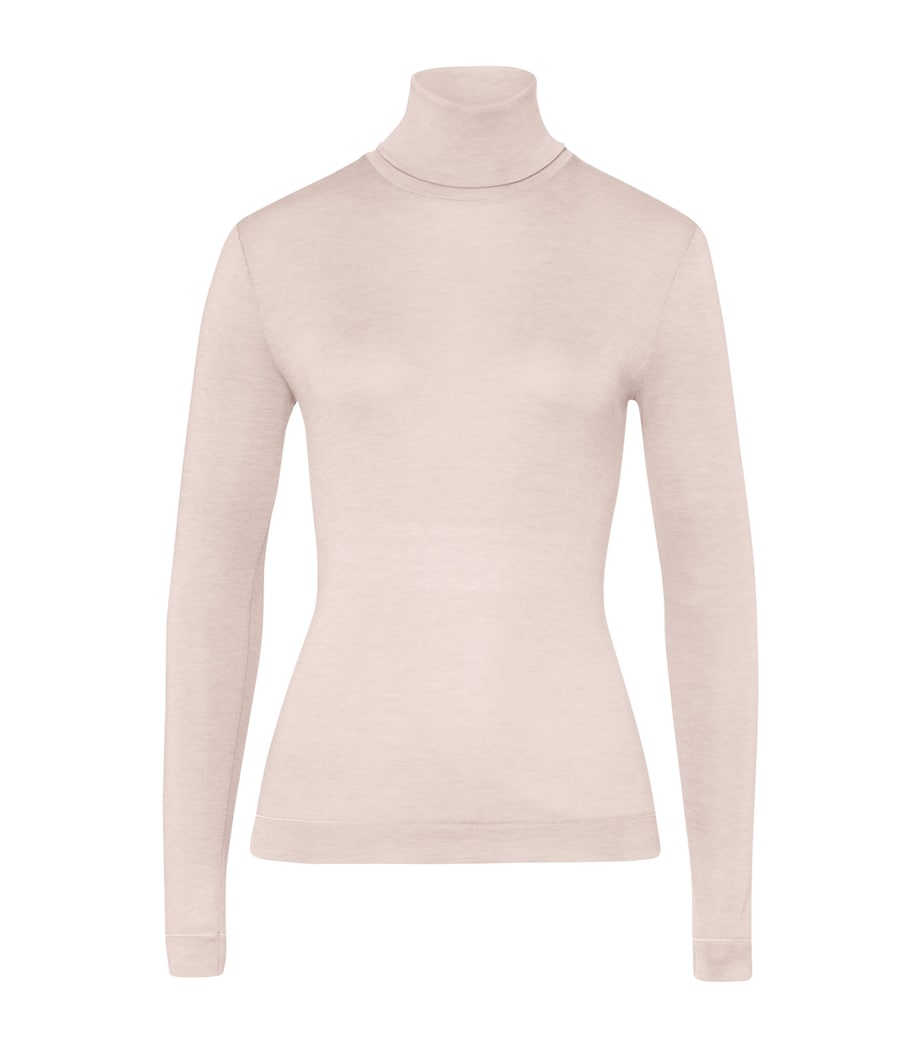Ivory Silk-Cashmere Rollneck Top