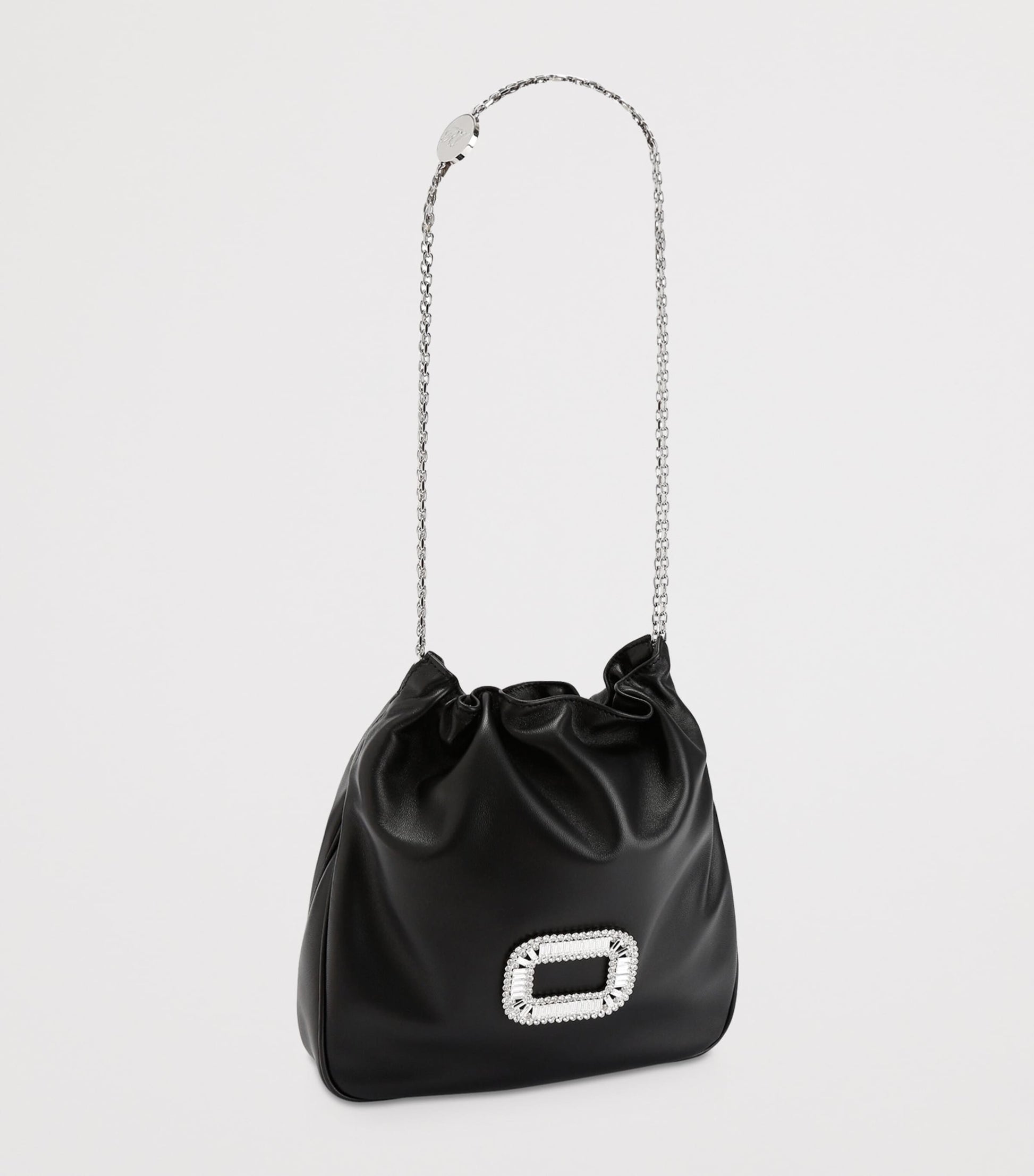 Roger Vivier Black Mini Leather Pilgrim Bucket Bag