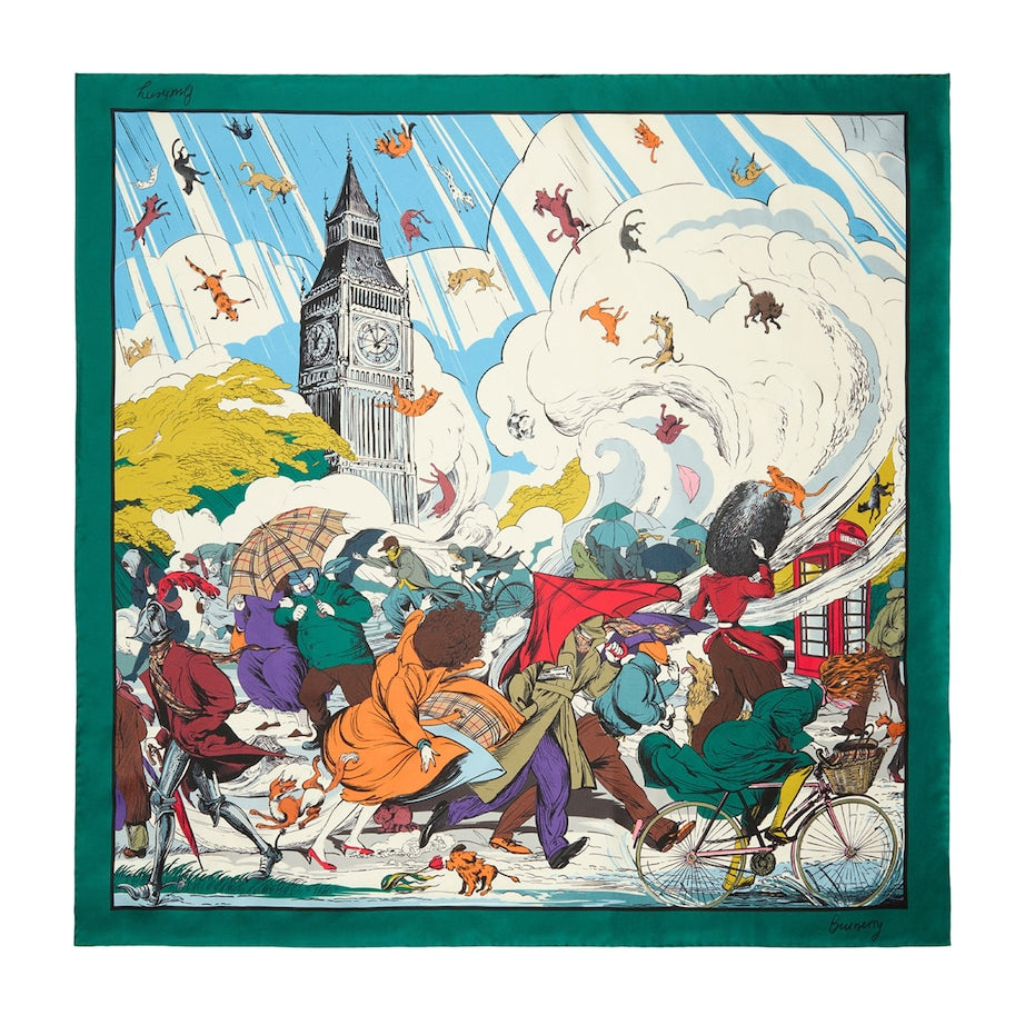 Burberry Silk Raining Cats and Dogs​ Scarf