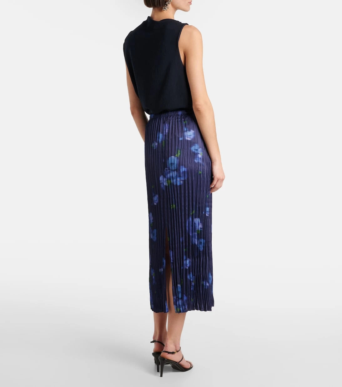 Vince - Poppy Blur plissé midi skirt