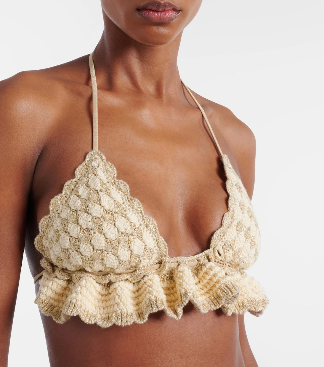 Zimmermann - Wanderlust crochet and lamé bikini