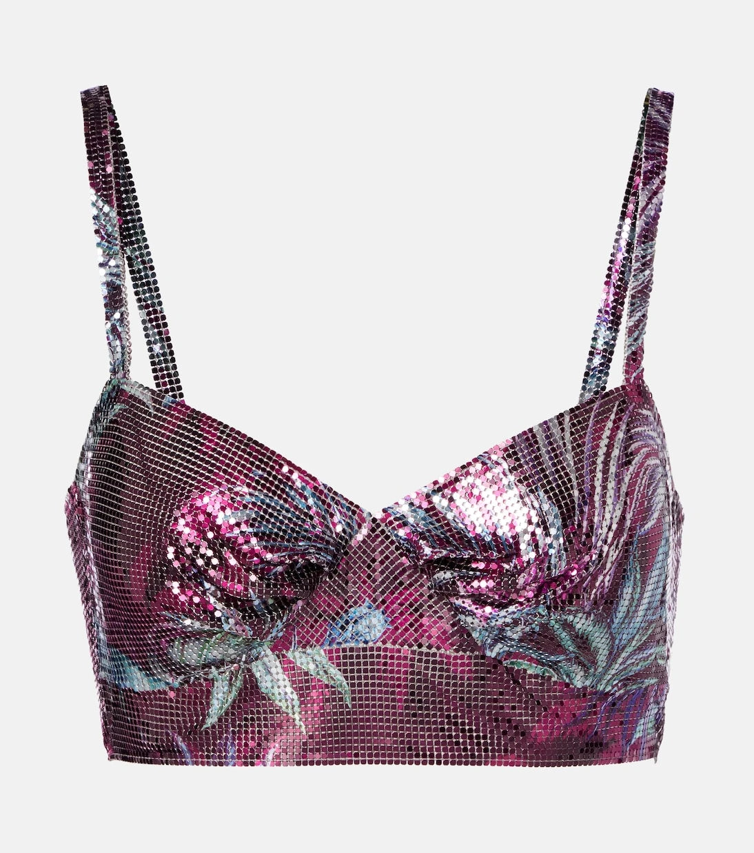 Rabanne - Floral chainmail crop top