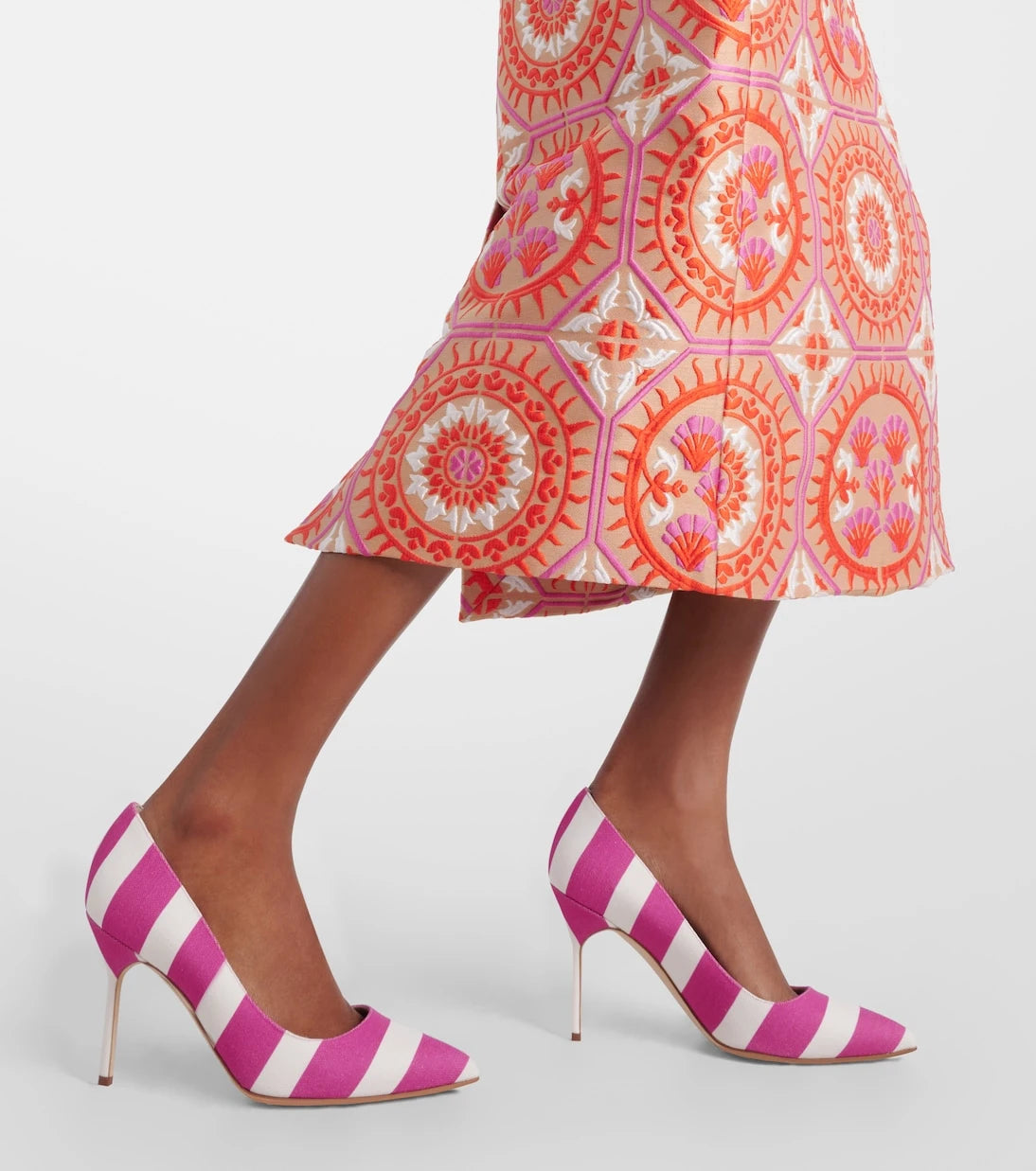 Manolo Blahnik - BB 90 striped canvas pumps