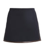 Leather-Detail Mini Skirt NAVY BLUE