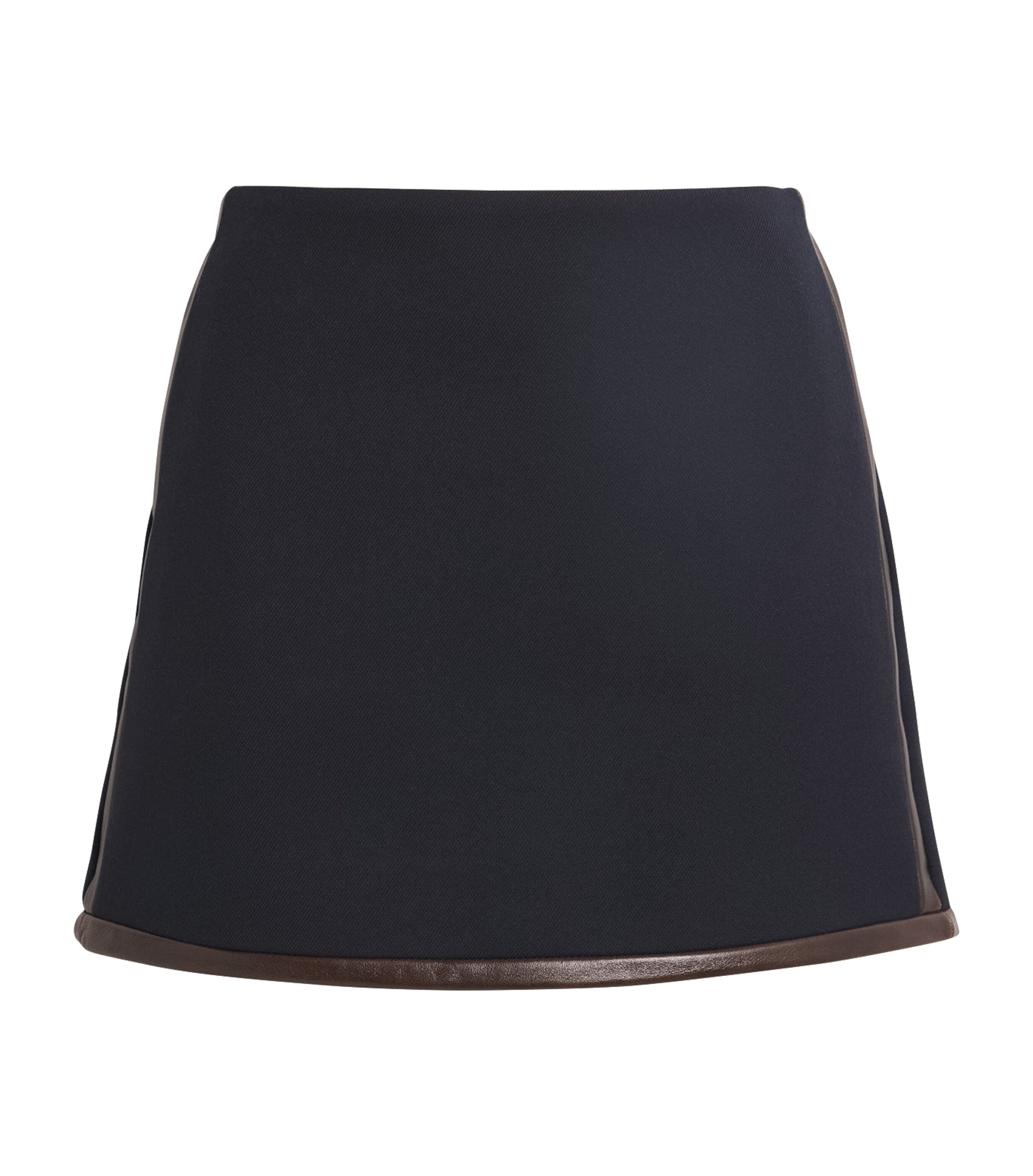Leather-Detail Mini Skirt NAVY BLUE