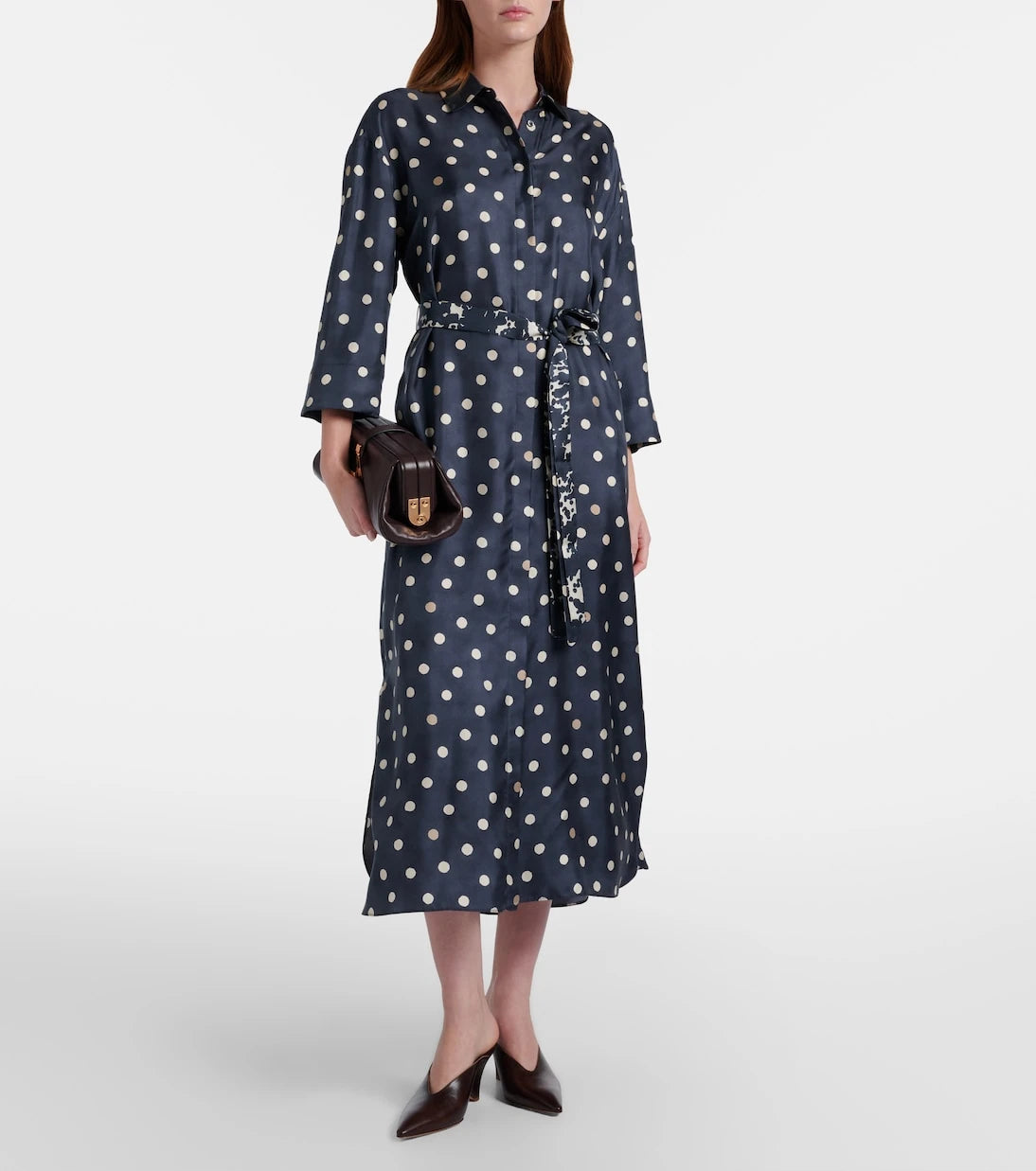 'S Max Mara - Leva polka-dot silk twill shirt dress