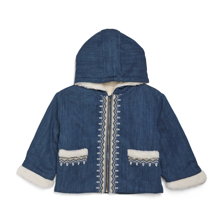 Louise Misha Hooded Melvette Denim Coat (4-12 Years)