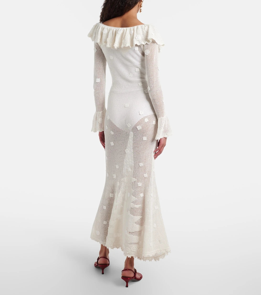 Self-Portrait - Embellished cotton-blend maxi dress
