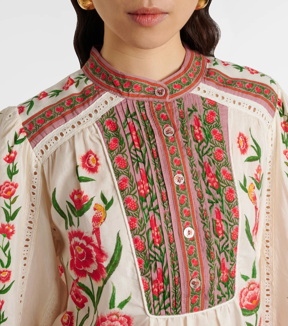 Farm Rio - Printed cotton-blend blouse