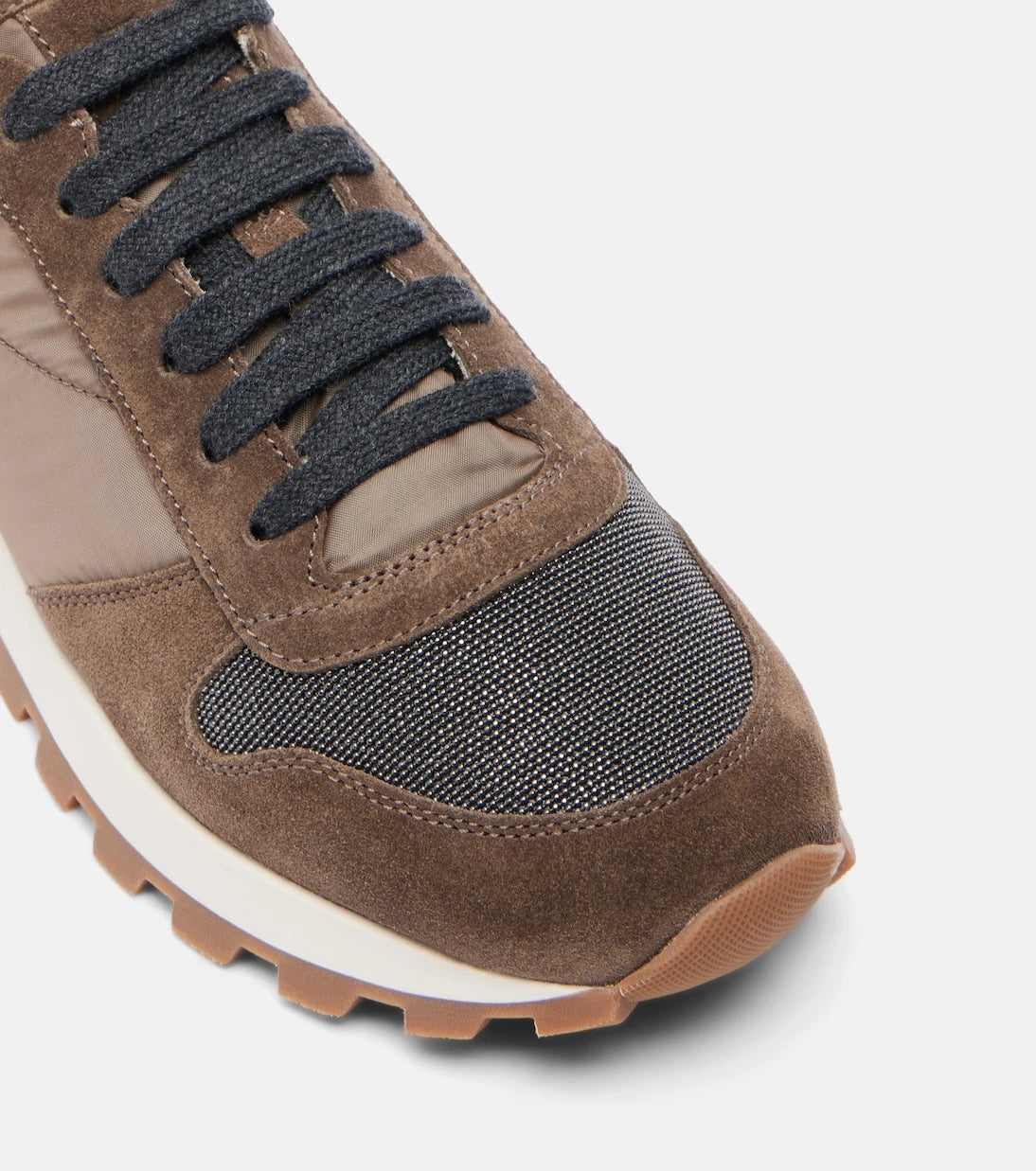 Brunello Cucinelli - Monili suede-trimmed sneakers