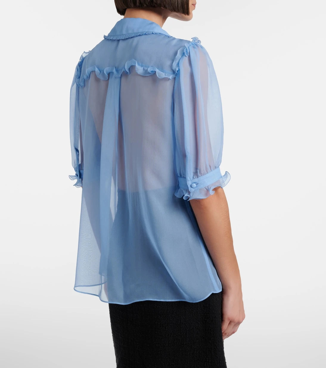 Dolce&Gabbana - Ruffled semi-sheer silk blouse