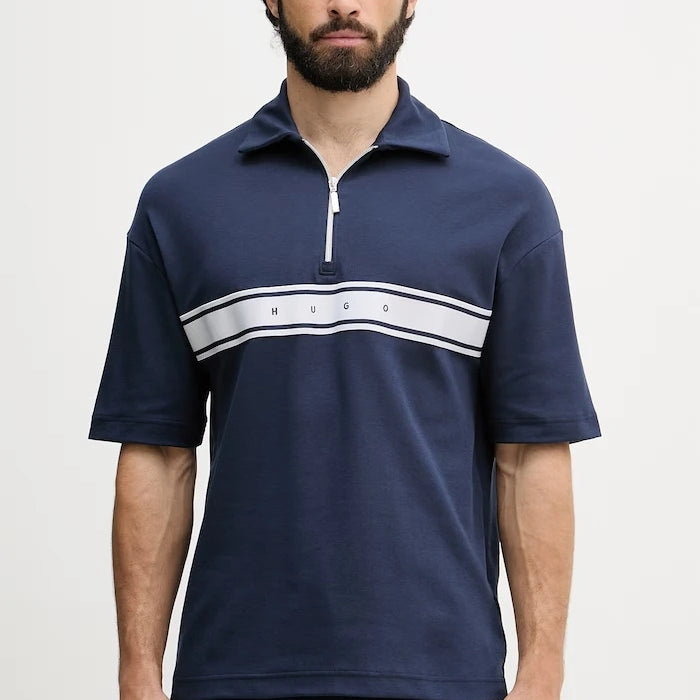 HUGO мъжки с памук NAUTIX ZIP POLO