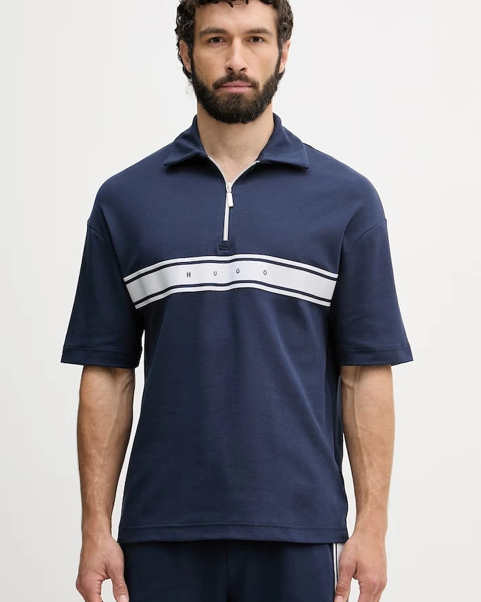 HUGO erkek pamuklu NAUTIX ZIP POLO